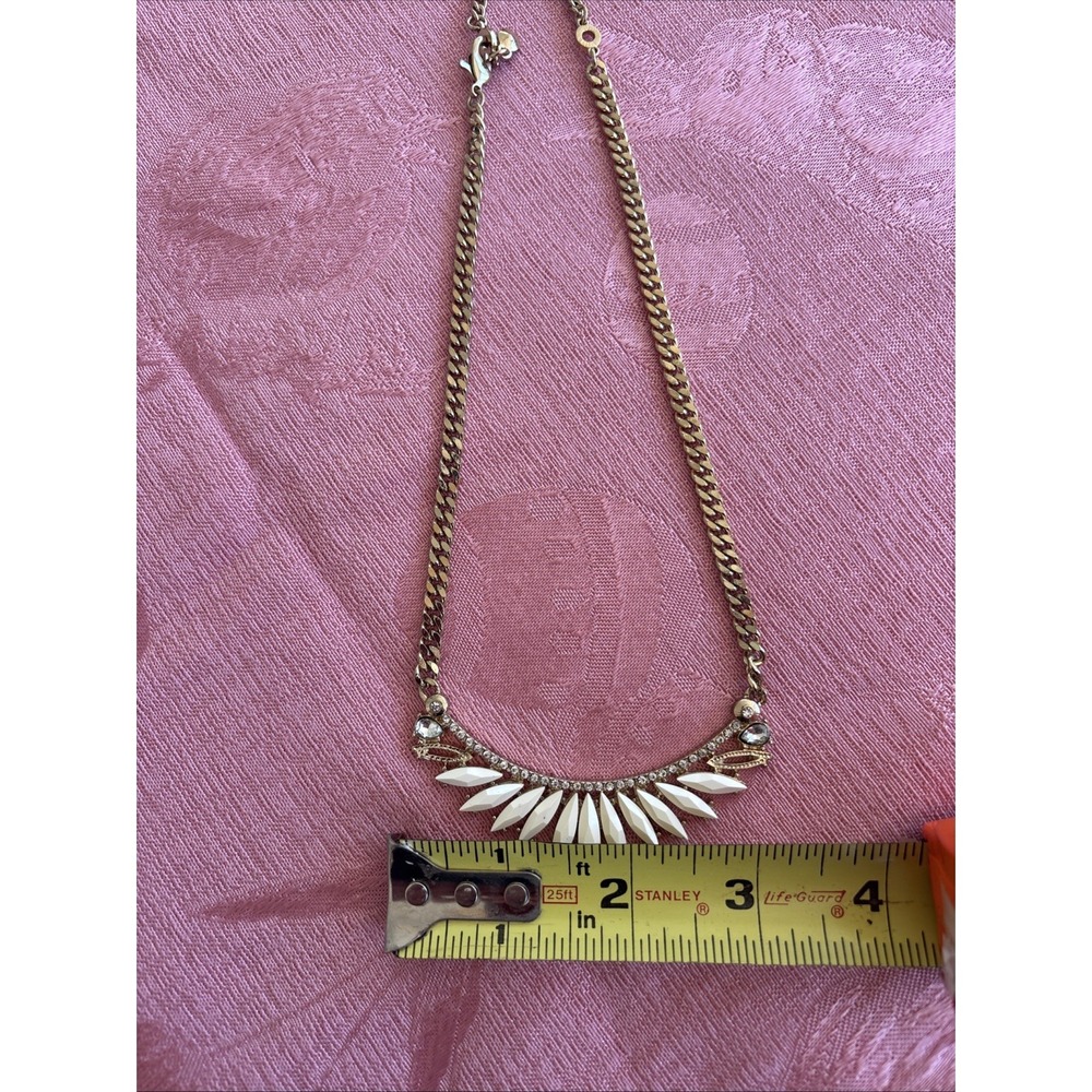 Henri Mendel Statement Necklace Gold Toned & Cream Color 17" Missing 2 Stones - Picture 5 of 8